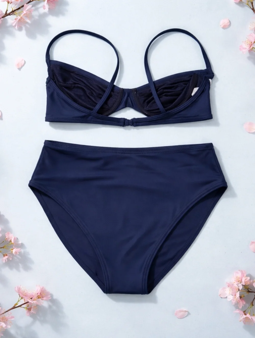 Vintage Gottex Navy Stripe High-Waist Bikini Set Size 8 Chic Nautique - Picture 5 of 14